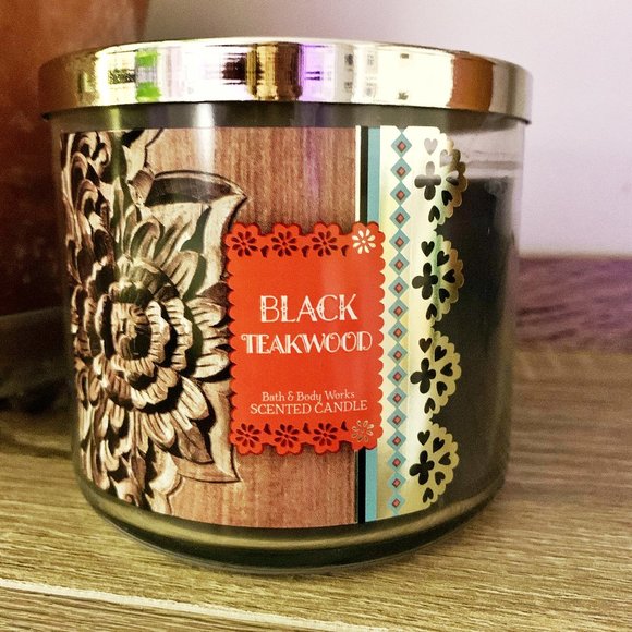 Rare Black Teakwood 14.5 oz Candle 3 wick + BONUS